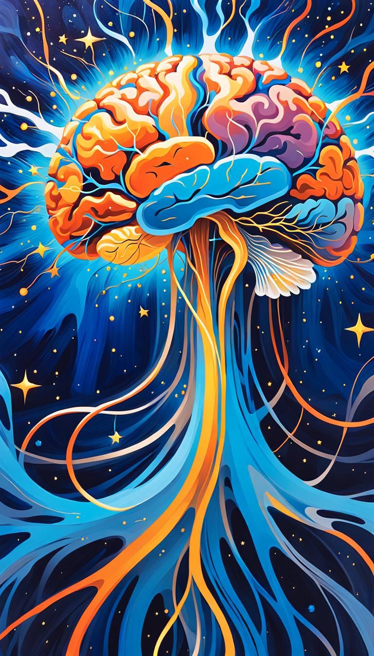 Vibrant Abstract Brain with Pulsing Colors
