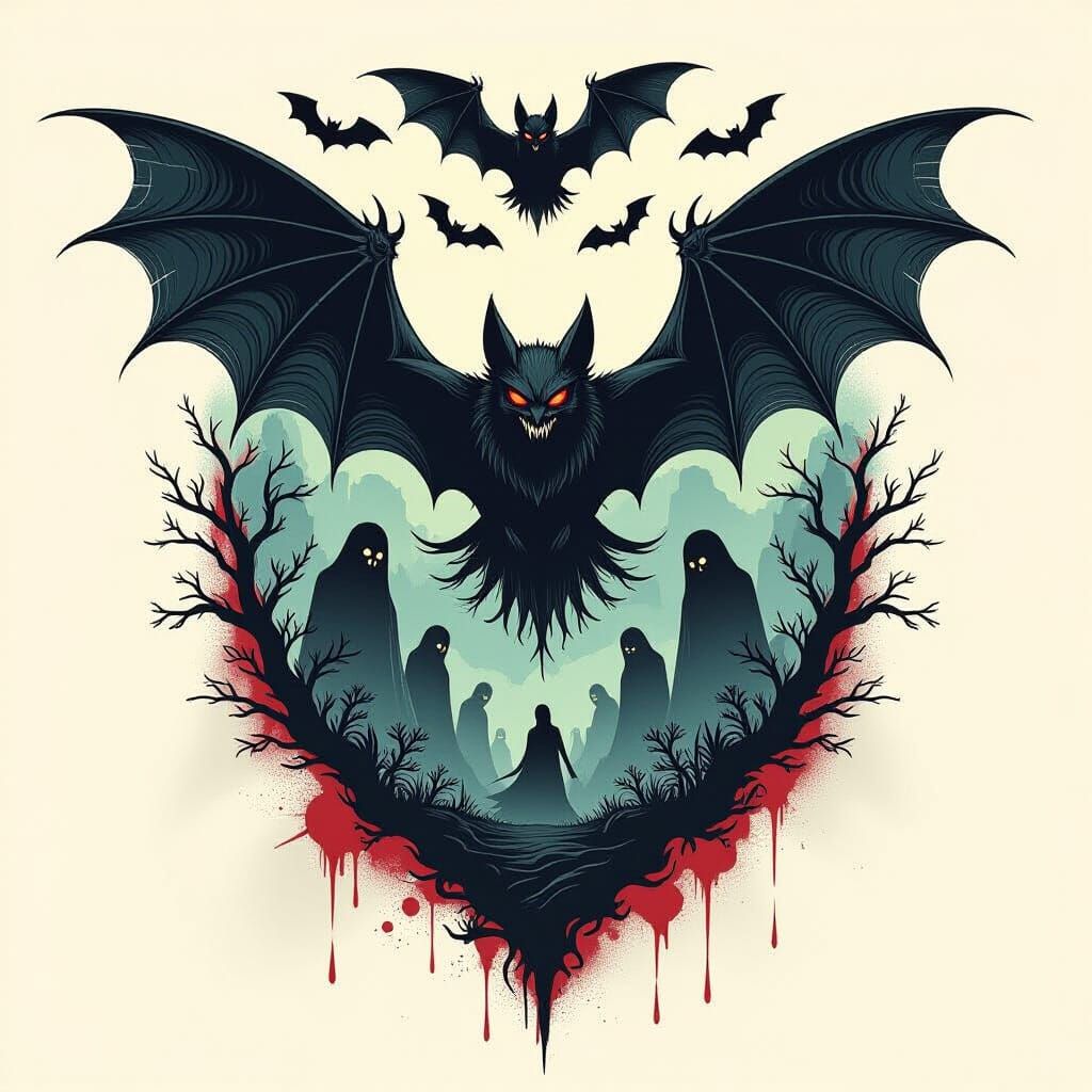 Ominous Creatures in Shadow with Gothic Details