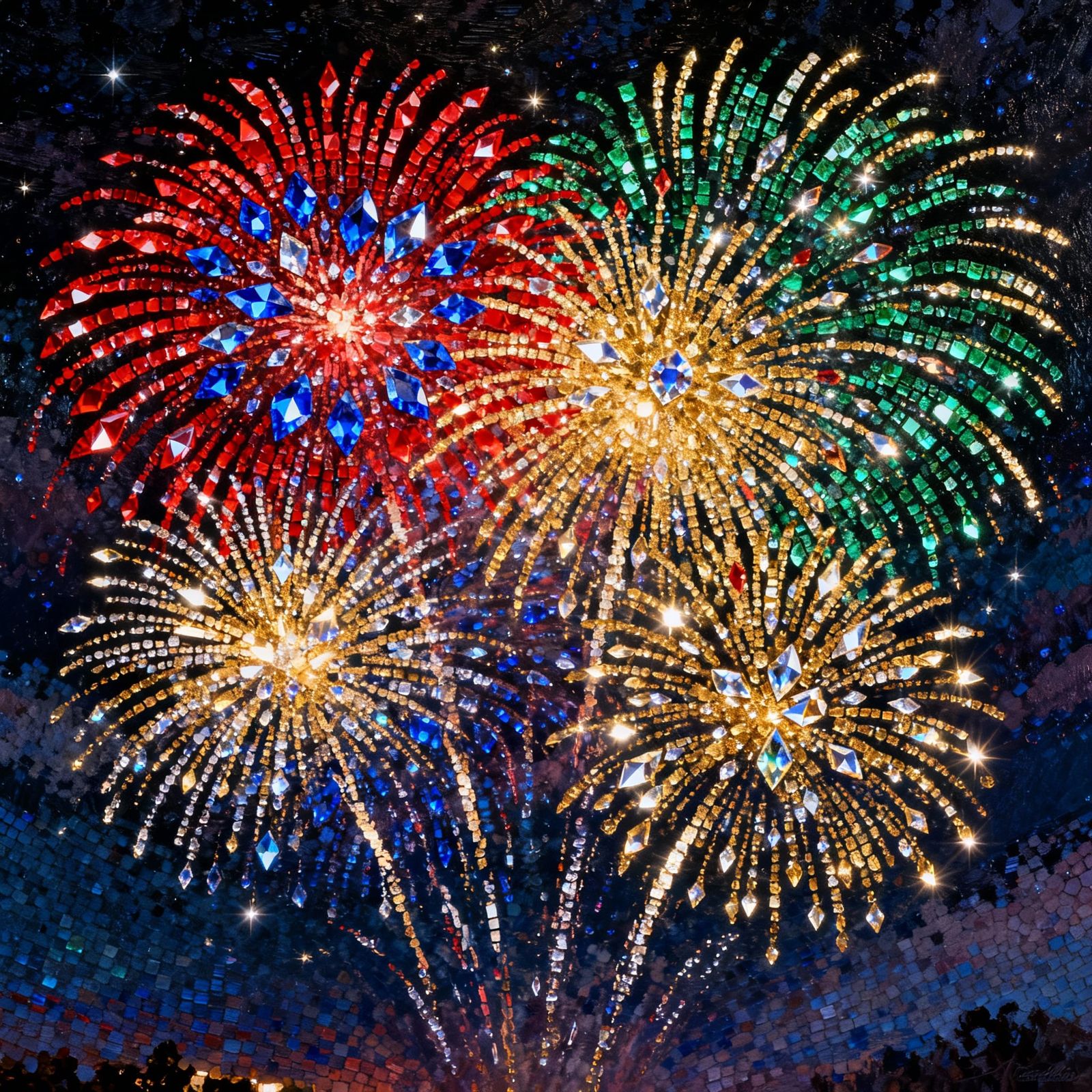 Glorious Fireworks Display in Diamond Painting Style