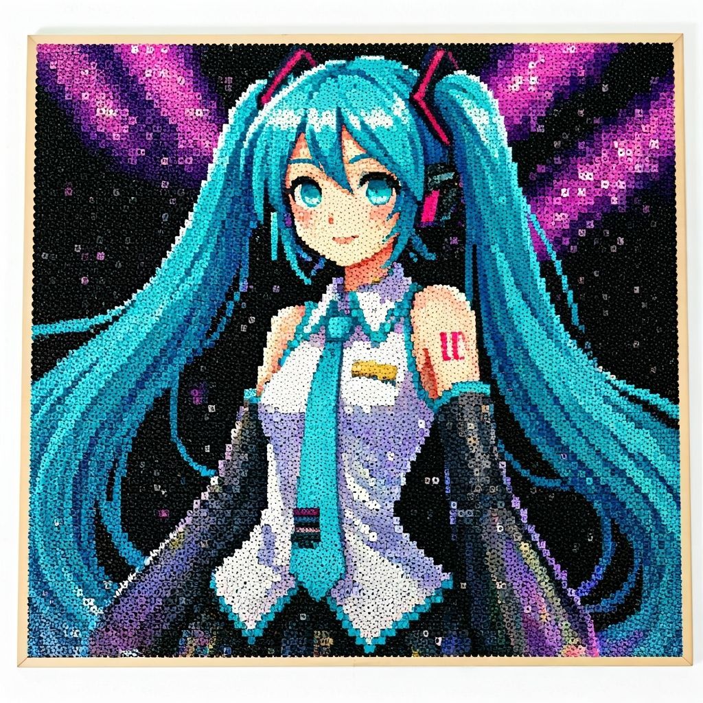 Hatsune Miku Concert Art Created from Colorful Beads