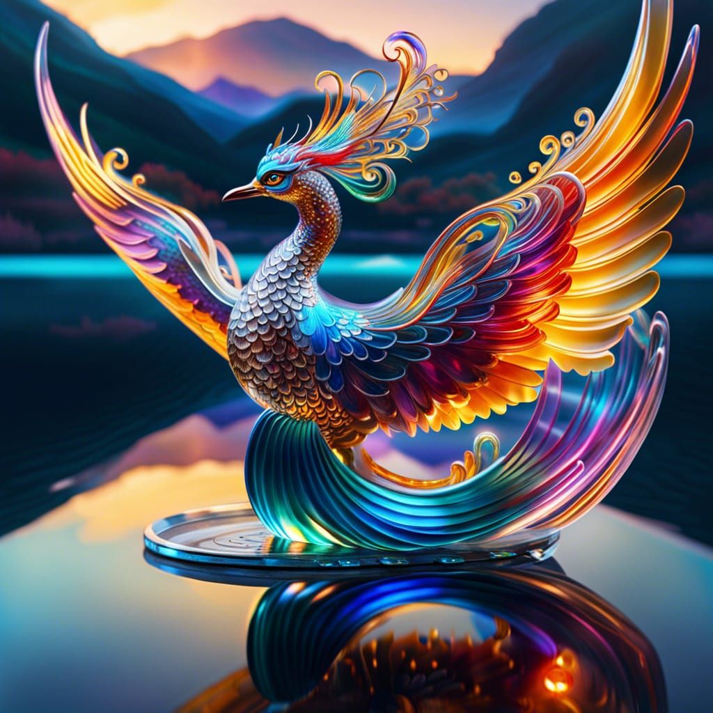 Phoenix is rising glass sculpture