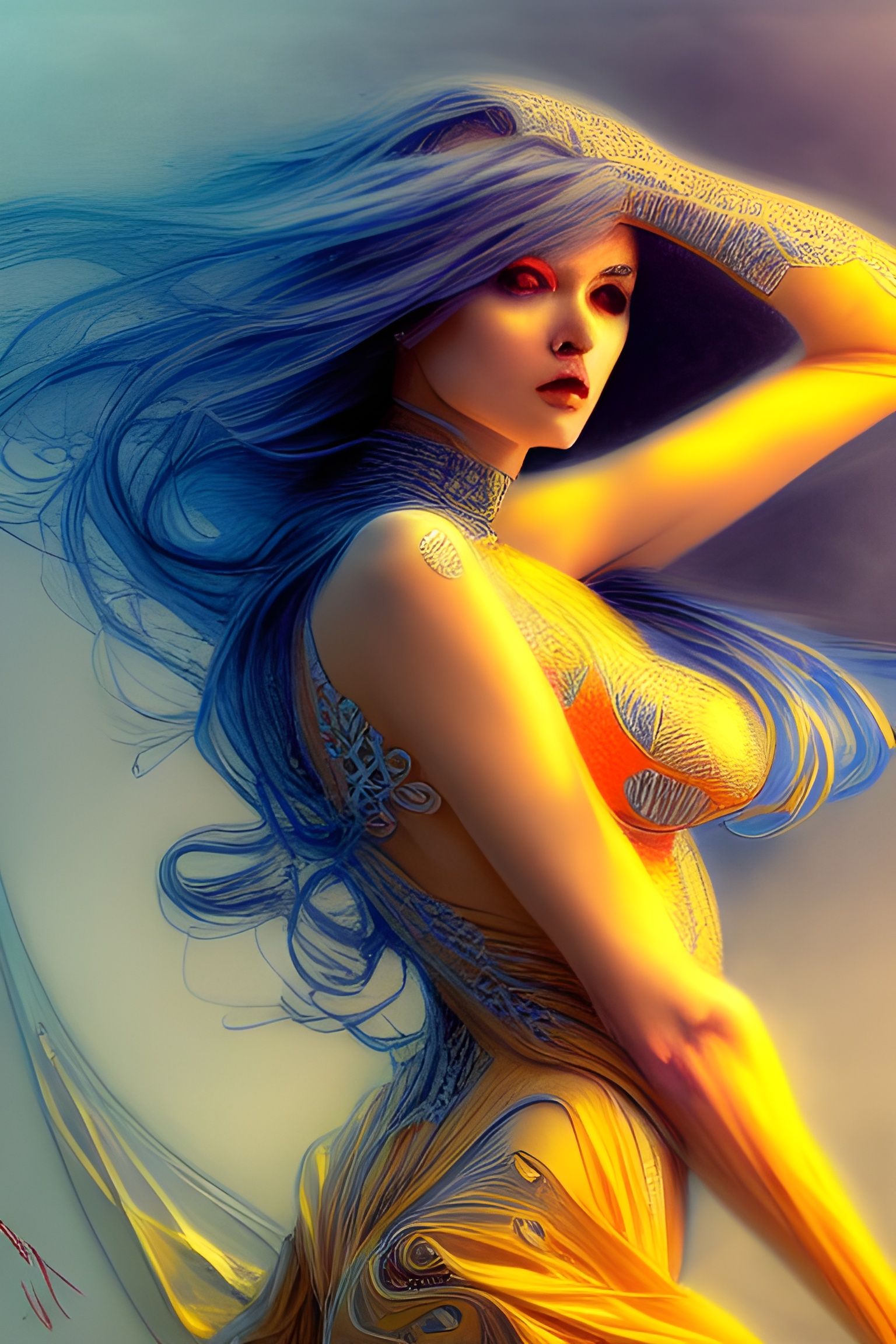 Surreal Portrait with Intricate Details and Warm Colors