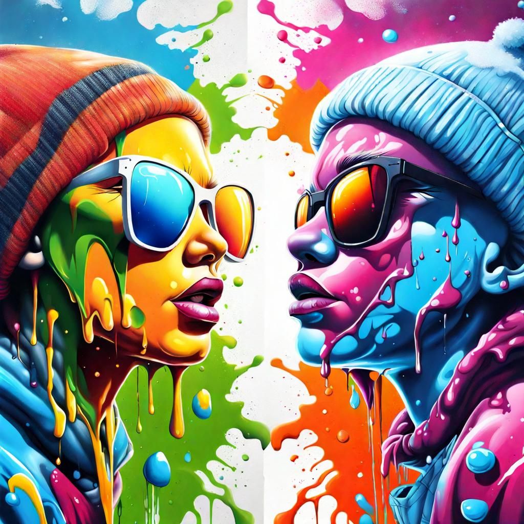 Summer Versus Winter Graffiti Art in Splash Style
