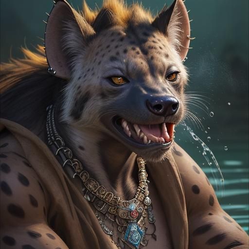 Angry Hyena Gnoll in Hyperrealistic Splash Art