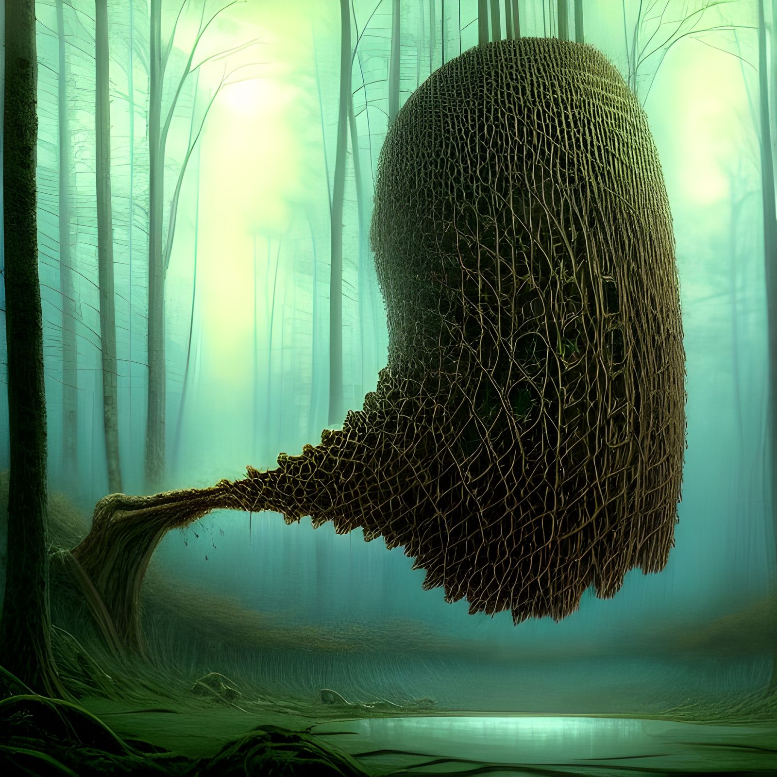 Surreal Decaying Diatom in Peaceful Forestscape