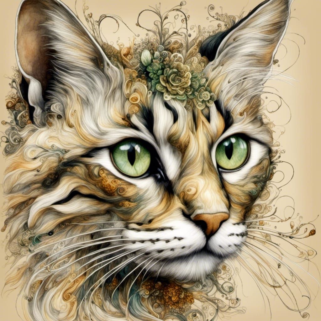 Whimsical Cat Portrait in Leonardo Da Vinci Style