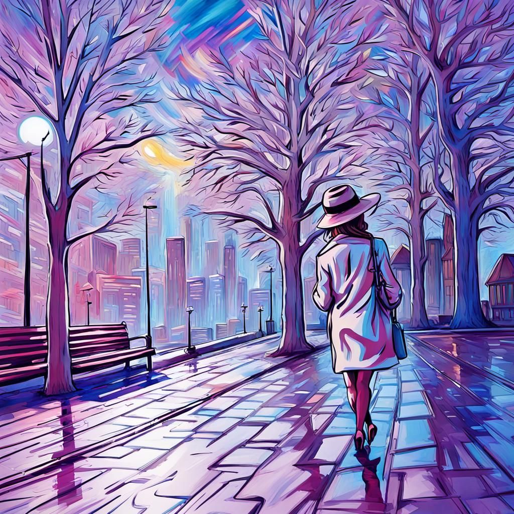 Dynamic Urban Scene in Impressionist Style