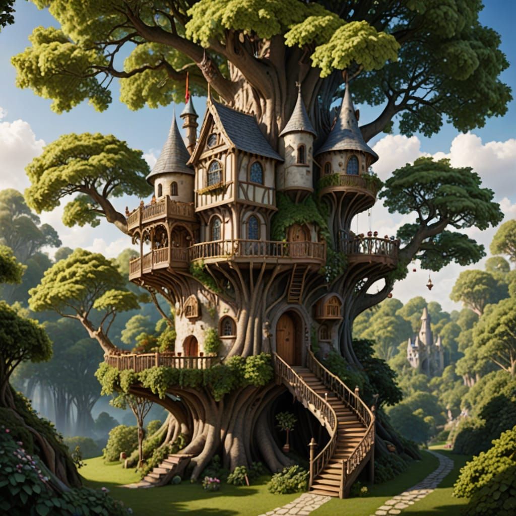 Whimsical Elven Castle in the Heart of an Ancient Oak