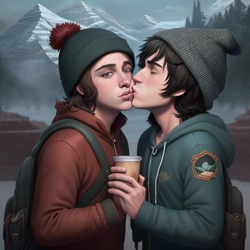 Kyle and Stan Kissing: South Park Fan Art