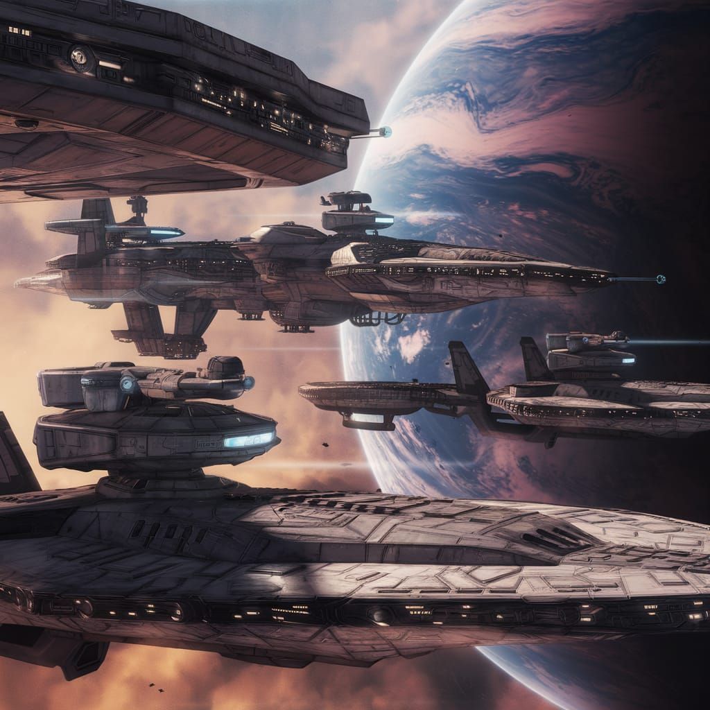 Terran Fleet Attacks Planet R16 in 8k