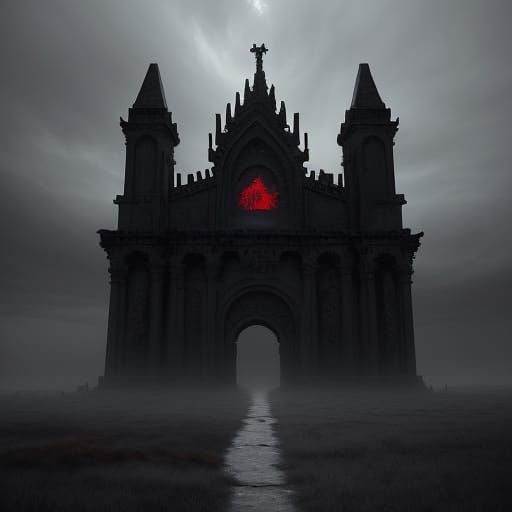 Surrealist Gate of Lost Souls in Eerie Landscape