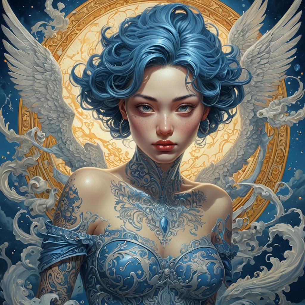 Flying Spirit Woman in Rococo Digital Art
