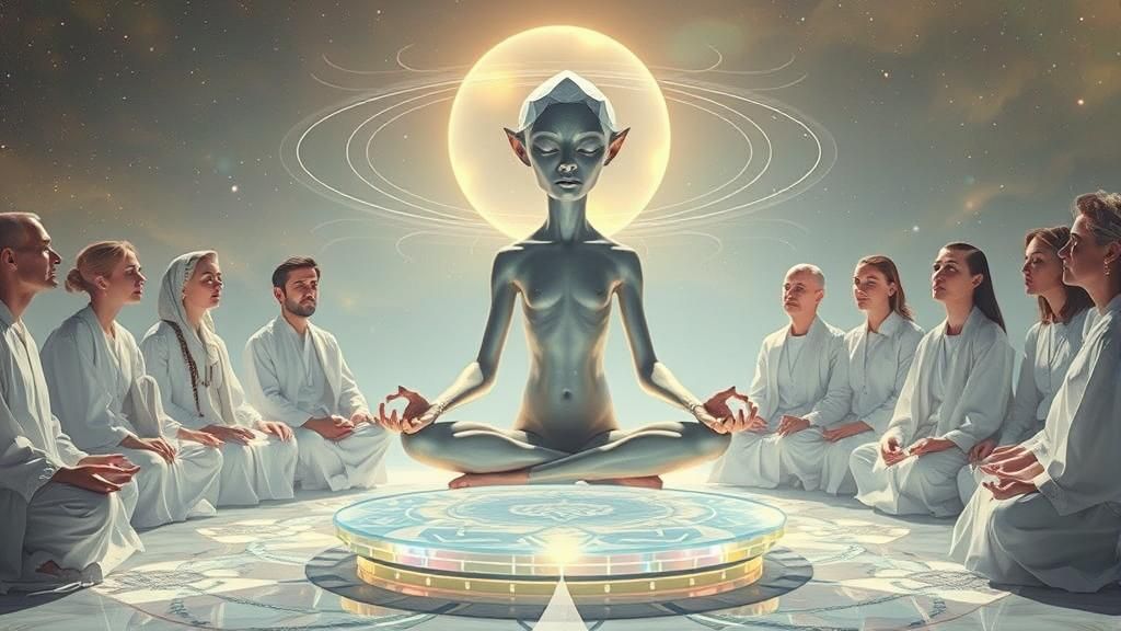 Ethereal Being Guiding Telepathy Meditation in Space