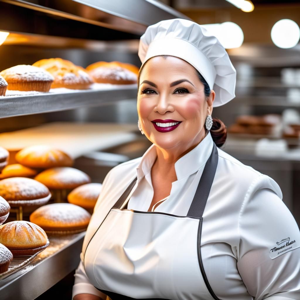 Bakery Portrait: Beautiful Plus Size Woman, Hyperdetailed
