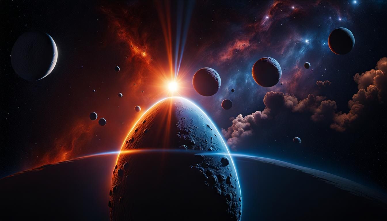 Futuristic Moon Cityscape with Nebula Background