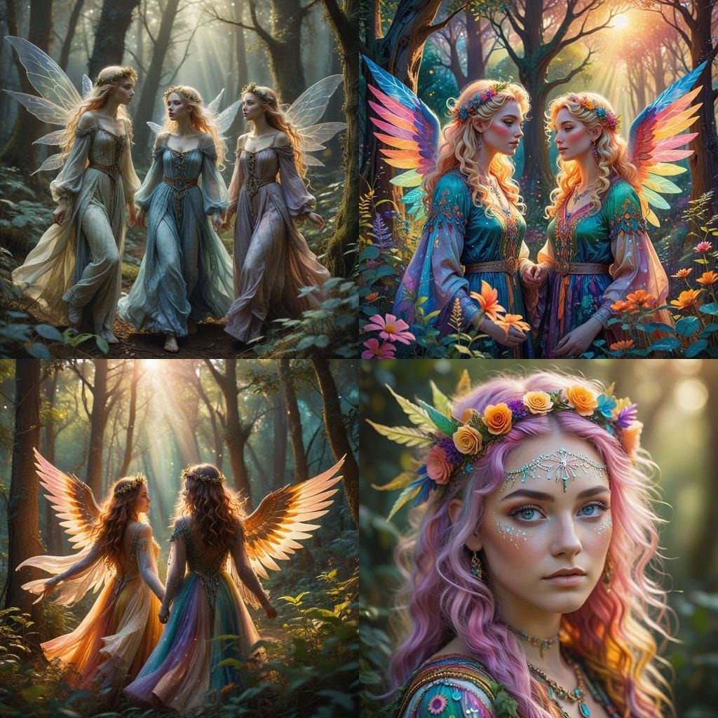 Whimsical Bohemian Witches in the Mystic Grove