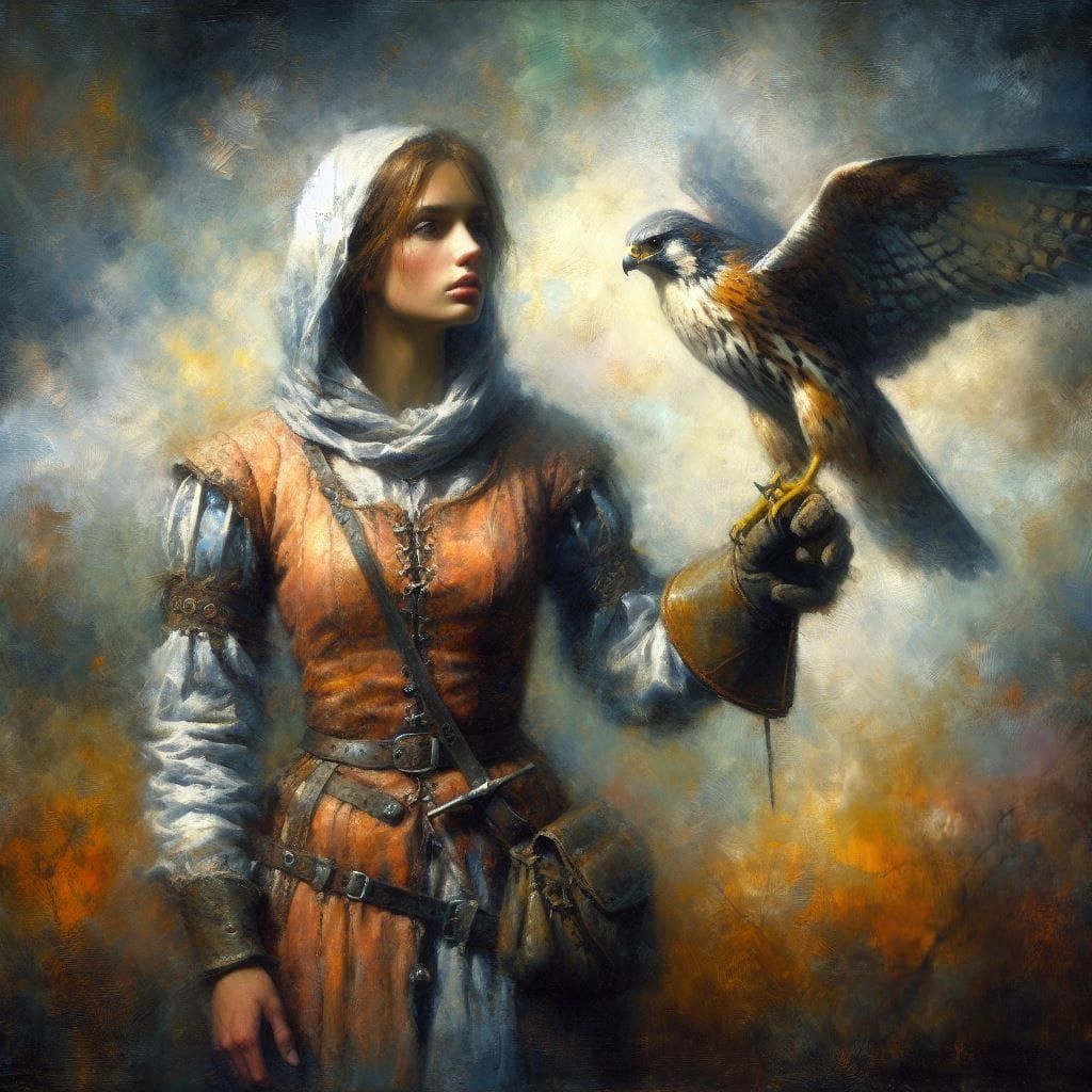 Woman and falcon