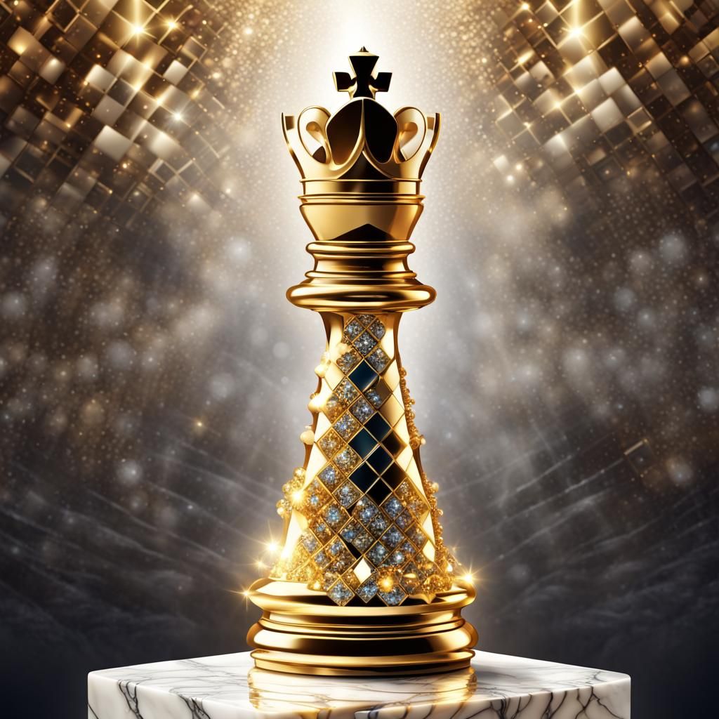 Gem Encrusted Golden King Chess Piece