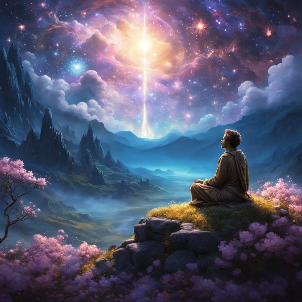 Celestial Garden Meditation in Dreamlike Surrealism