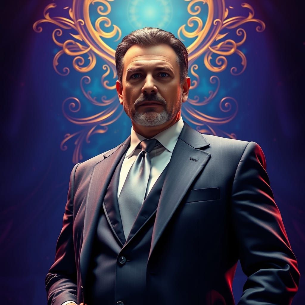 Luxurious Health Insurance CEO in Cyberpunk Style