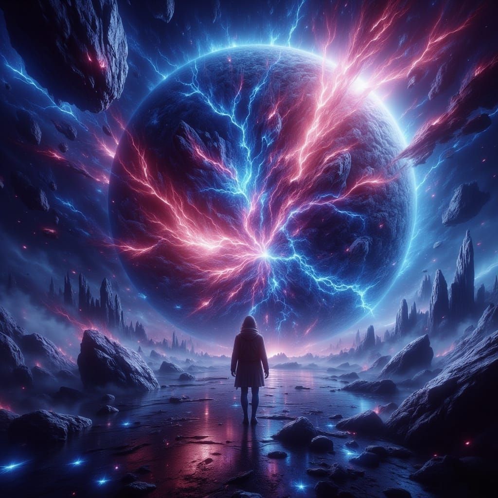 Graffiti Style Galaxy Nova on Crystalline Planet