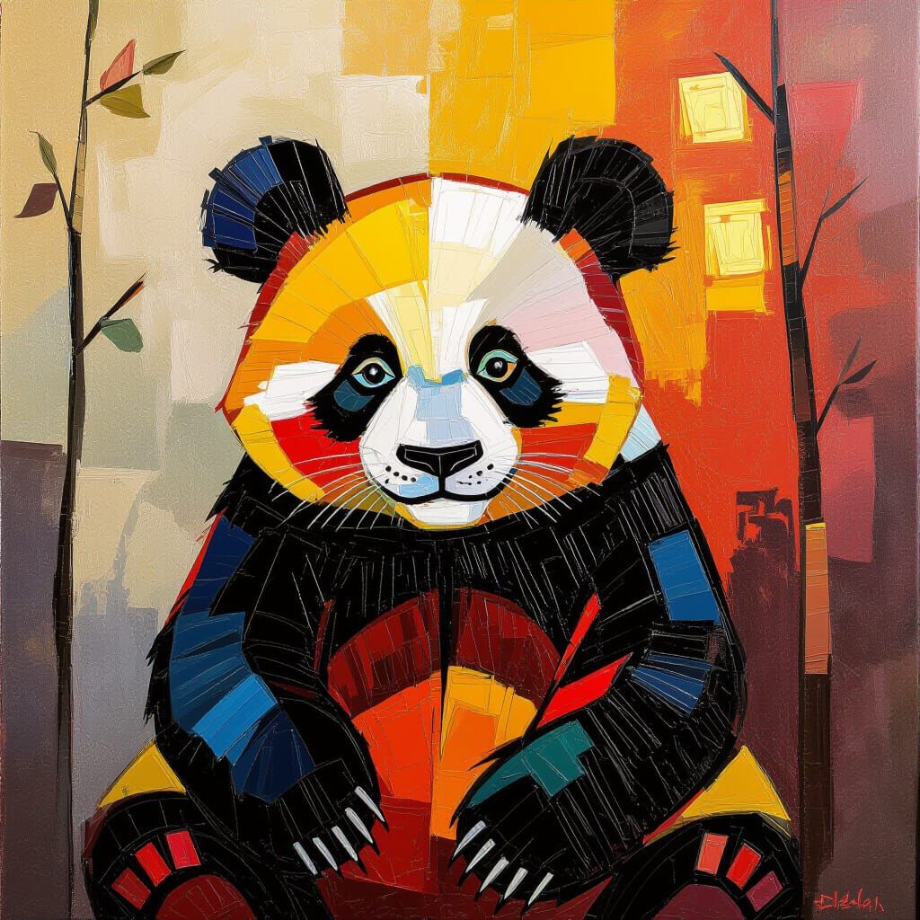 Red Panda in Dynamic Acrylic Style