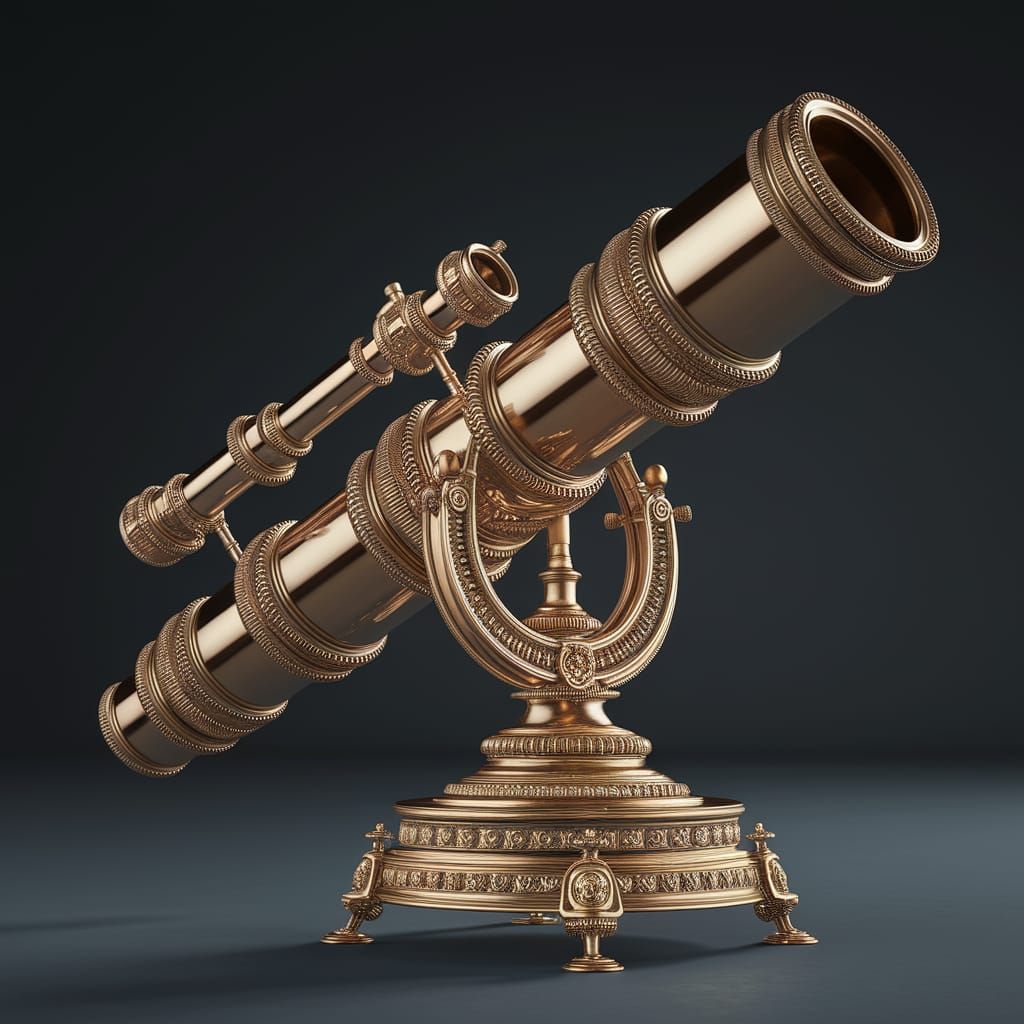 Victorian Wire Telescope in Retro Scientific Style