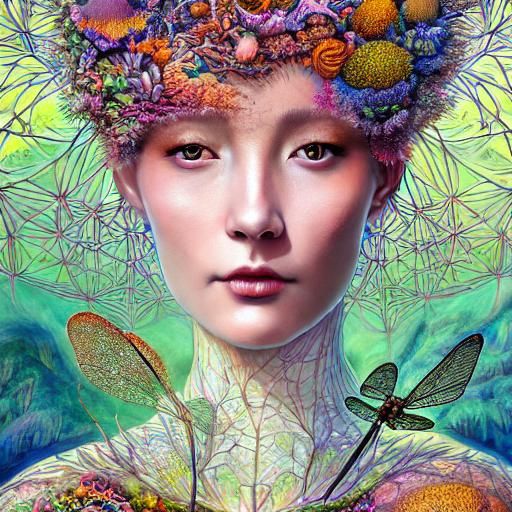 Brain Network in Watercolor with Warped Perspective