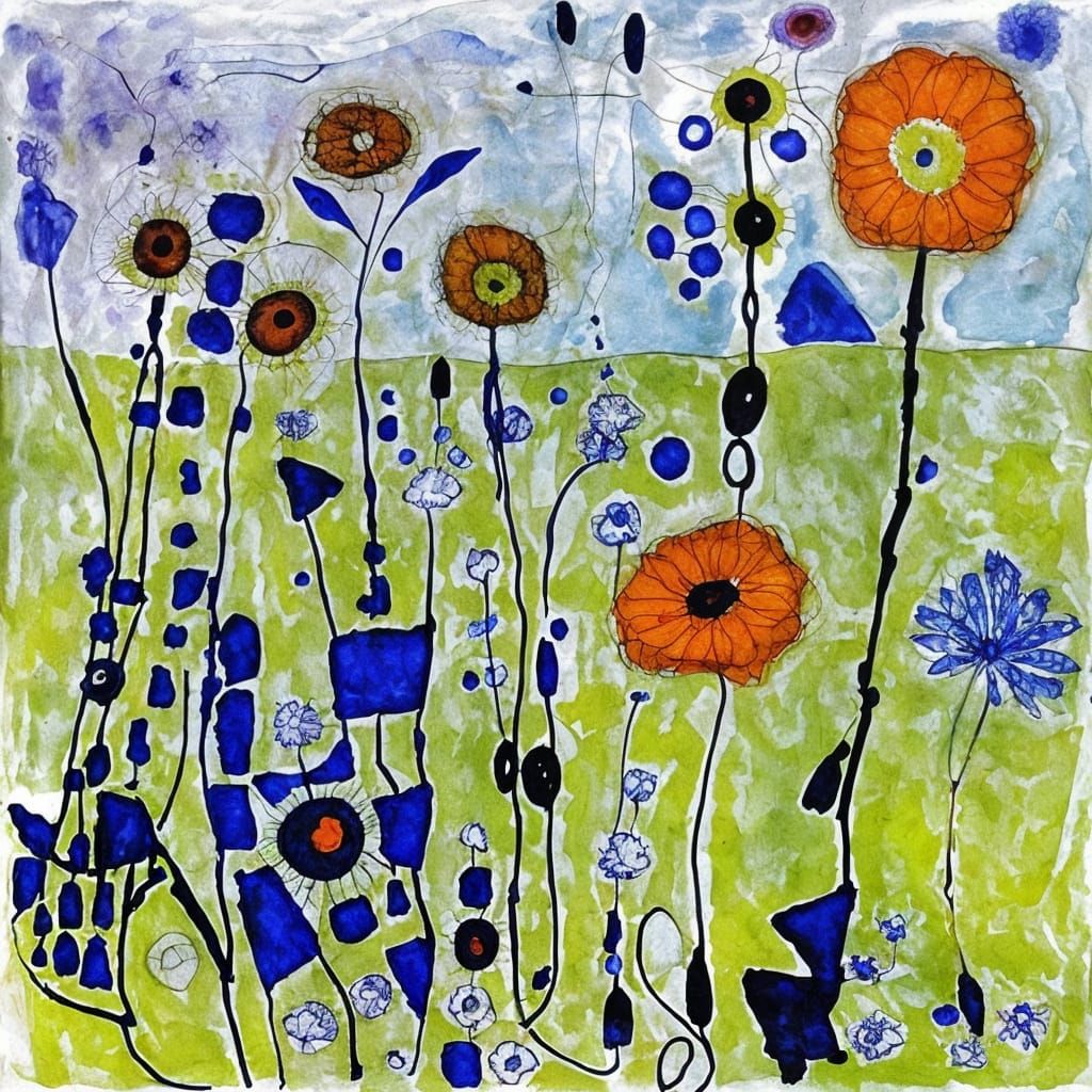 Surreal Floral Landscape in Expressionist Style