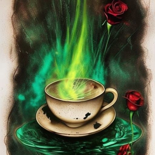 Dinosaurs in Gothic Teacup: Dark Romanticism Style