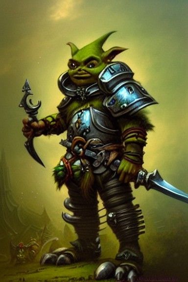 Cartoon Goblin Warrior in Detailed Album Art Style