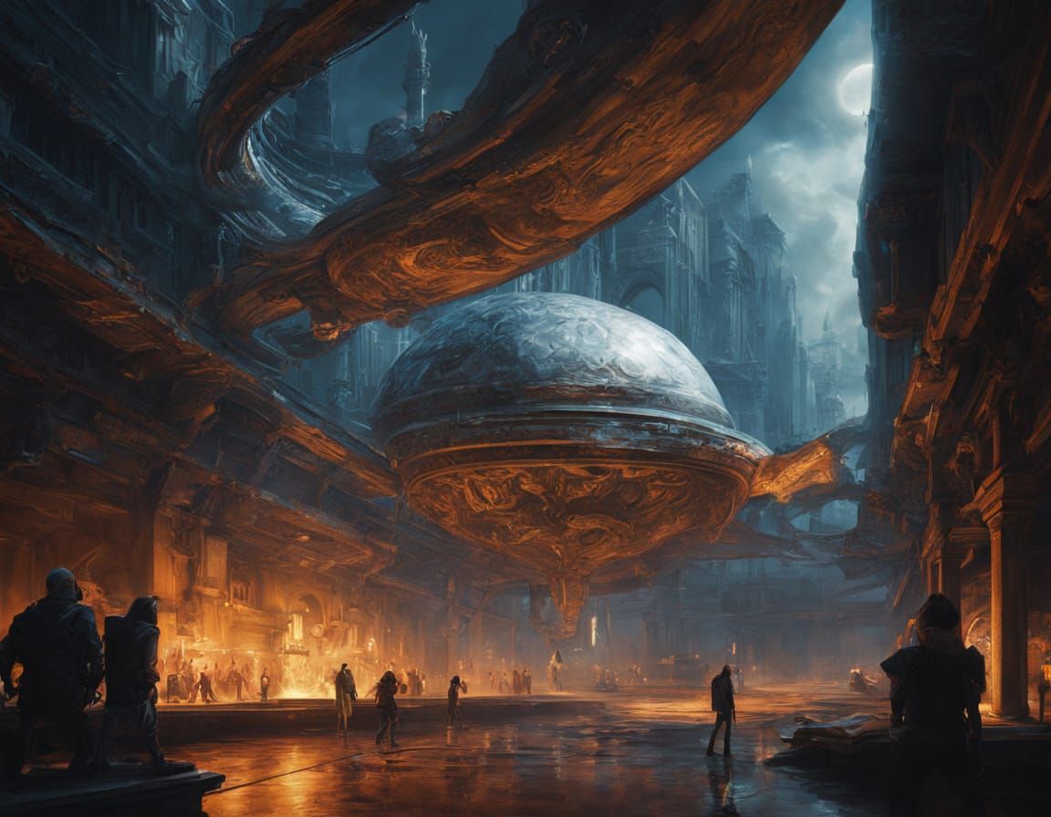 Surreal Baroque Cityscape of Alien Metropolis