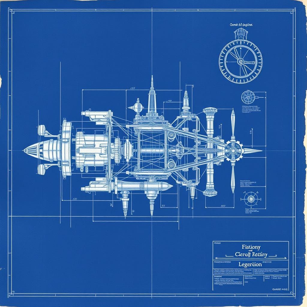 Mechanical Masterpiece Blueprint in Photorealistic Detail