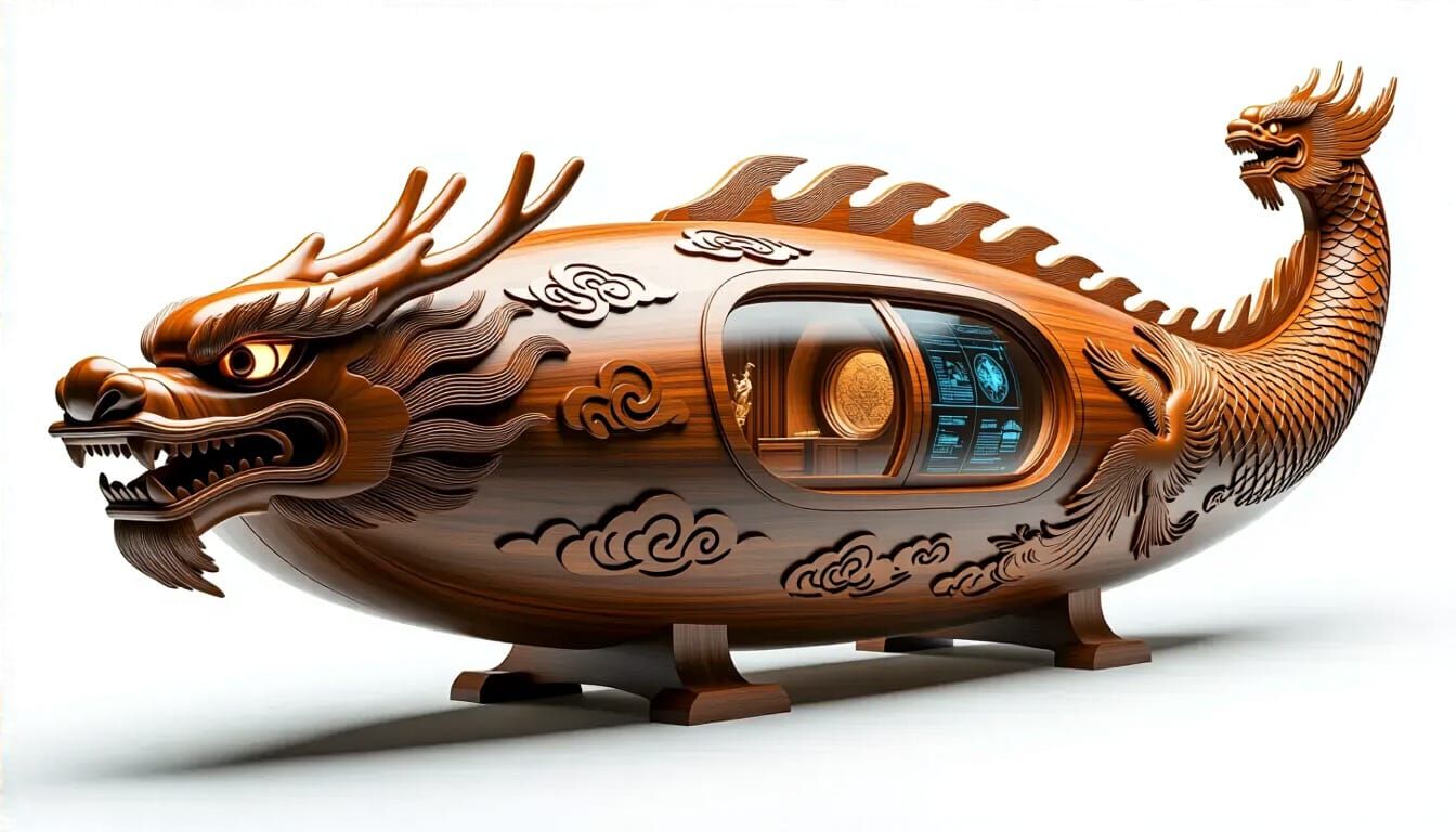 Dragon Spaceship with Ancient and Future Aesthetics