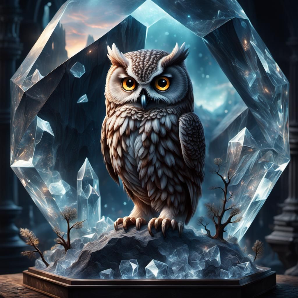 Owl in Crystal: Dramatic Digital Matte Painting