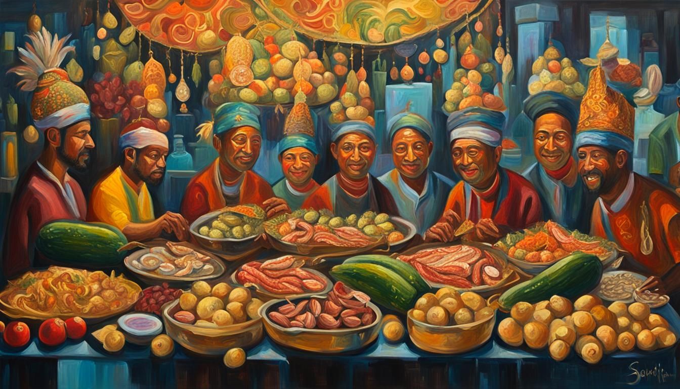 Exotic street market with mysterious food and strange fruits