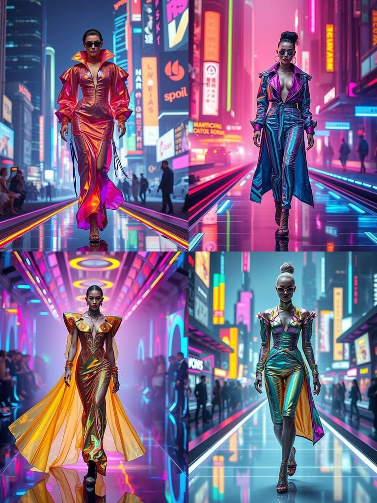 Haute couture futuristic cyberpunk runway
