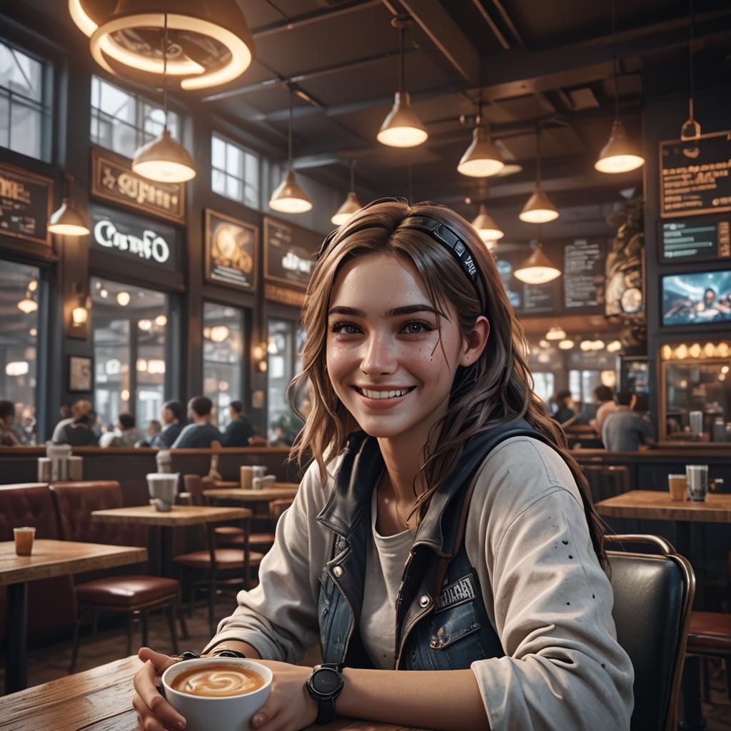 Lonely Girl in French Cafe: 3D Game Cinematic