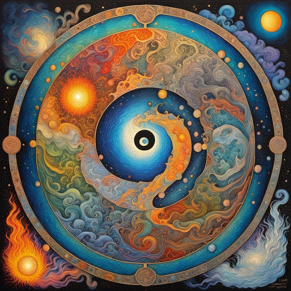 Cosmogenesis: Birth of Elements in Gouache Style