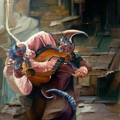 Tiefling Bard Laughing: Oil Painting Portrait