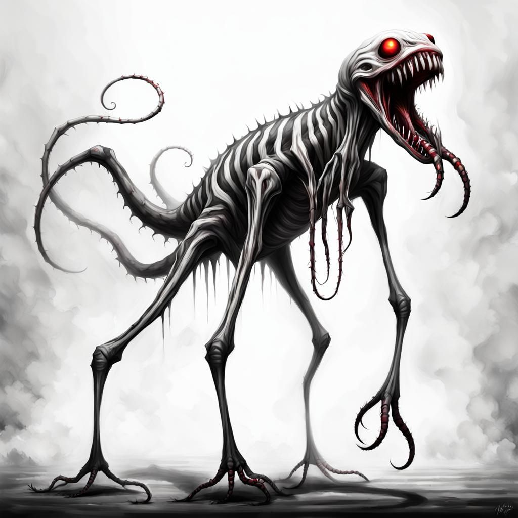 Ghostly Monster Concept Art with Tentacle Arms