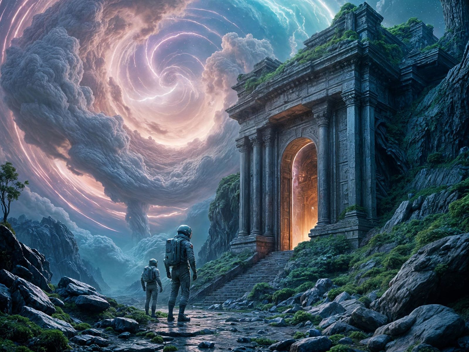 Alien Temple Unveiled in Celestial Vortex