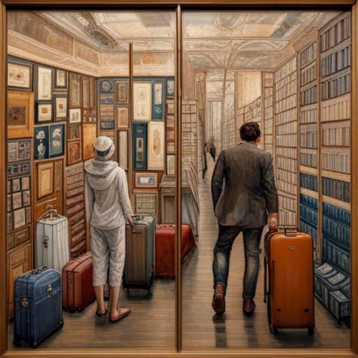 Surreal Flights with Luggage, Gloomy Art Style