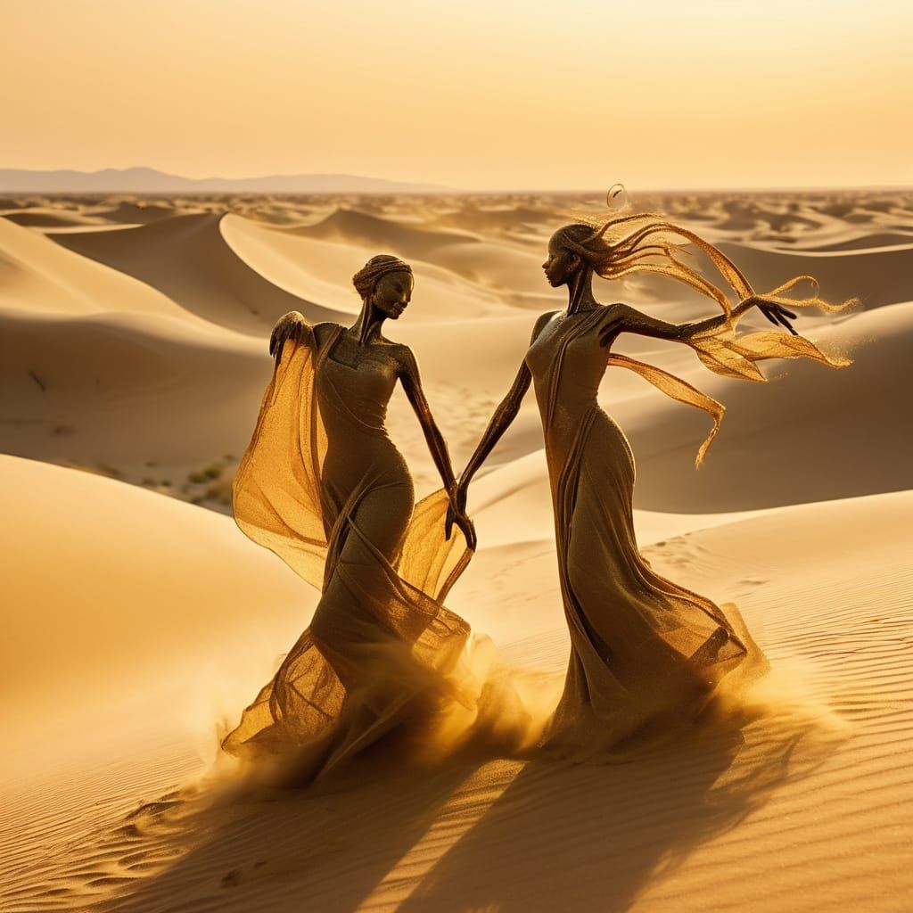 Sand Dancers: A Desert Ballet in Golden Light
