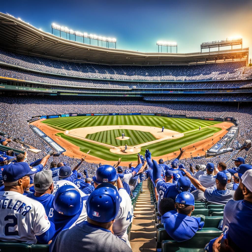 Dodgers Fan Cheers Home Run on Sunny Day
