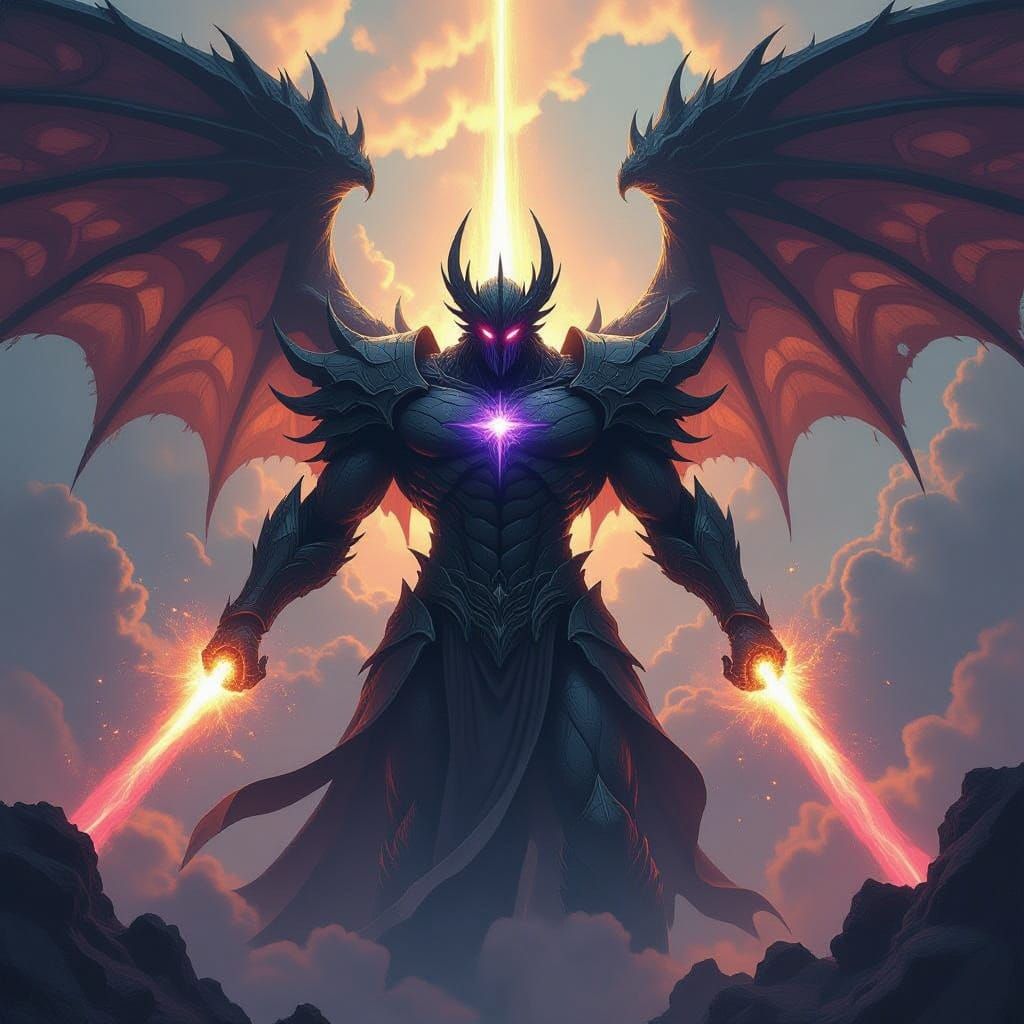 Colossal Titan Unleashes Cosmic Power With Dragon Wings