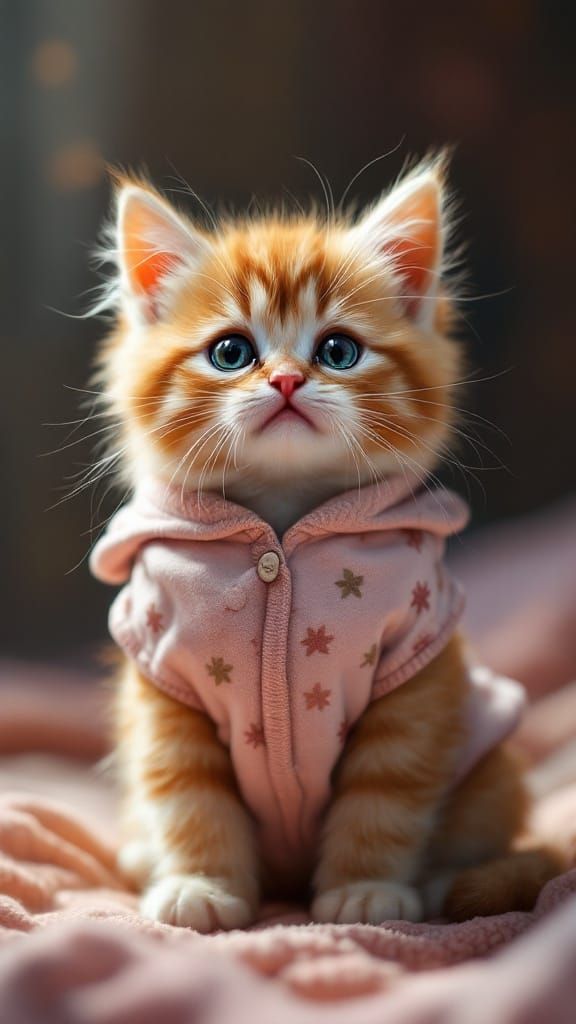 Whimsical Kitten in Pajamas, Baring Her Soul