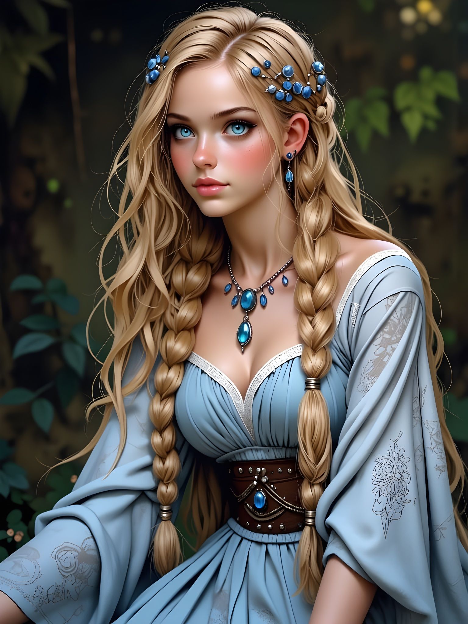 Norse Goddess in Elegant Hyperrealistic Portrait