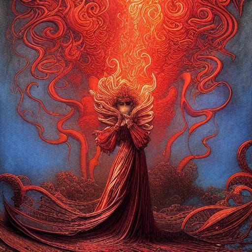 Red Smoke Concept Art in Modern Style