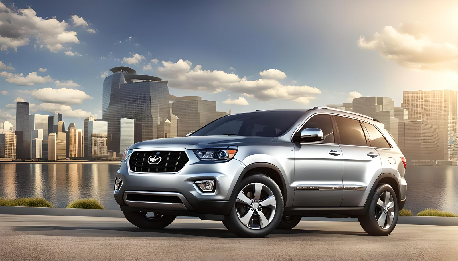 Silver 2013 Hyundai Grand Cherokee 3D Render